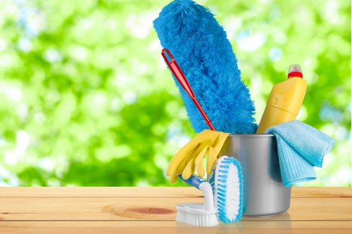 Carpet cleaning equipment prepared for a service appointment