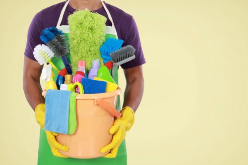 Carpet cleaning staff using safe procedures in a home setting