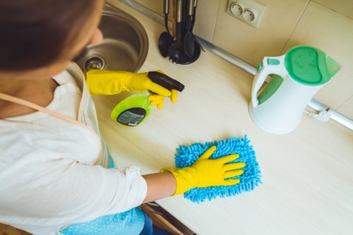Lower Morden carpet cleaner treating a high-traffic area